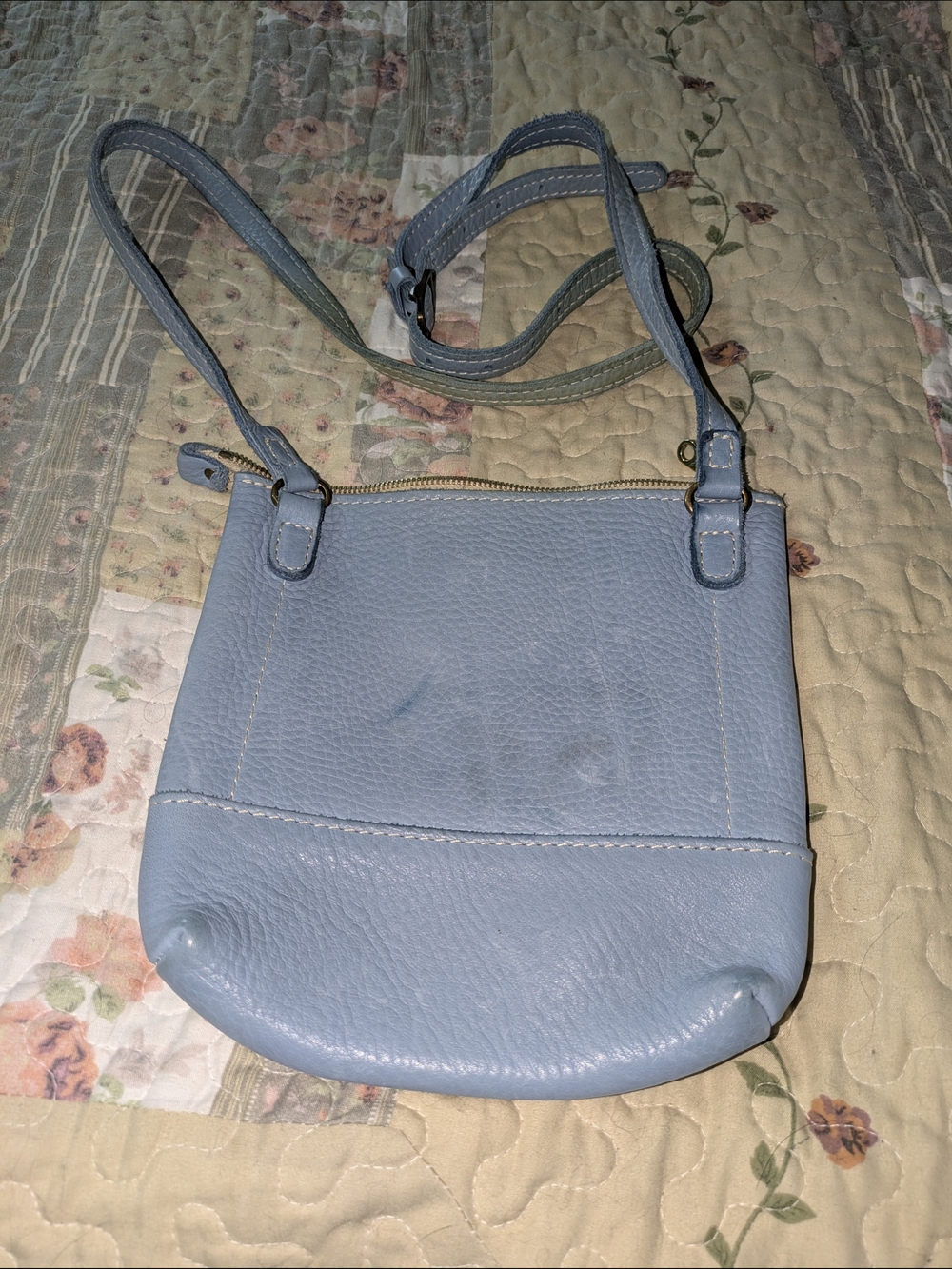 Portland Leather Light Blue Crossbody Bag - Picture 2 of 4